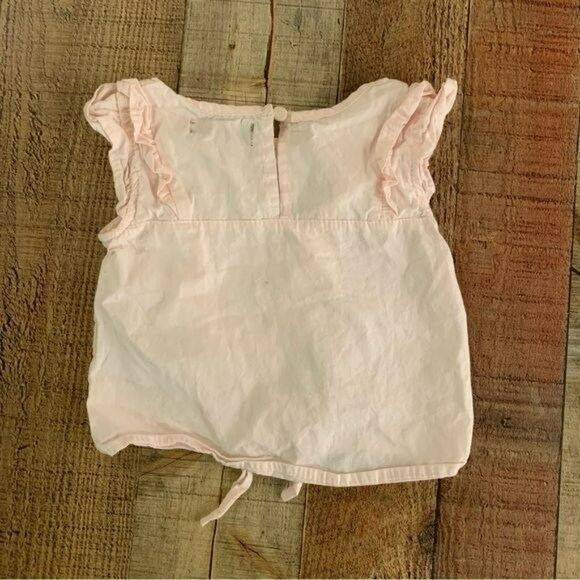 7 for all mankind light pink flutter short sleeve ruffle top with tie -12M - Picture 4 of 4